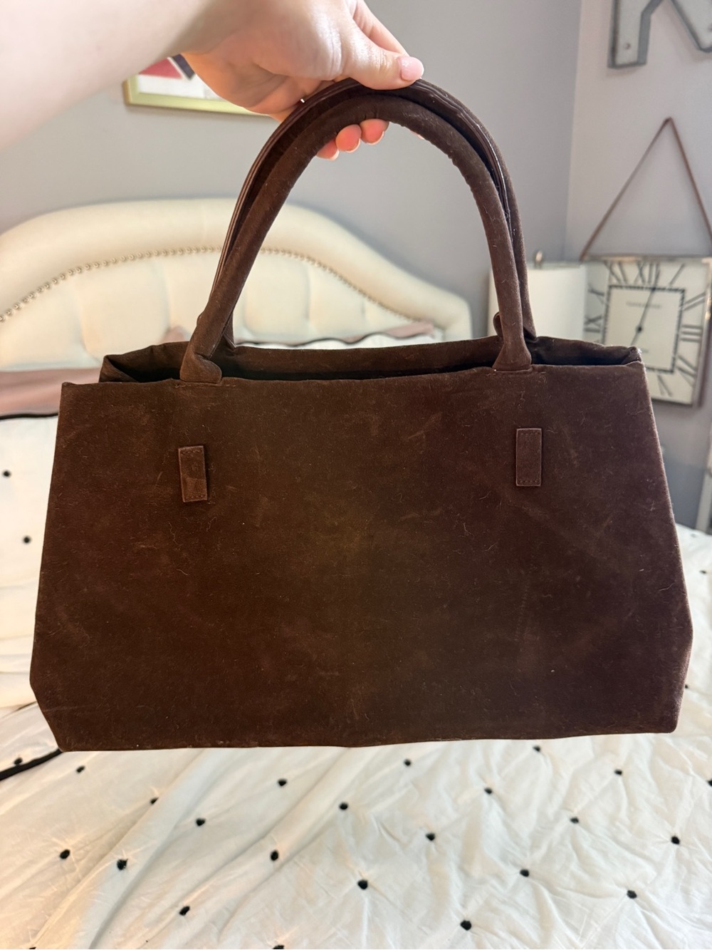 Classic Brown Suede Tote Bag - Women